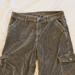 American Eagle Outfitters Women’s Cargo Pants - Olive Corduroy